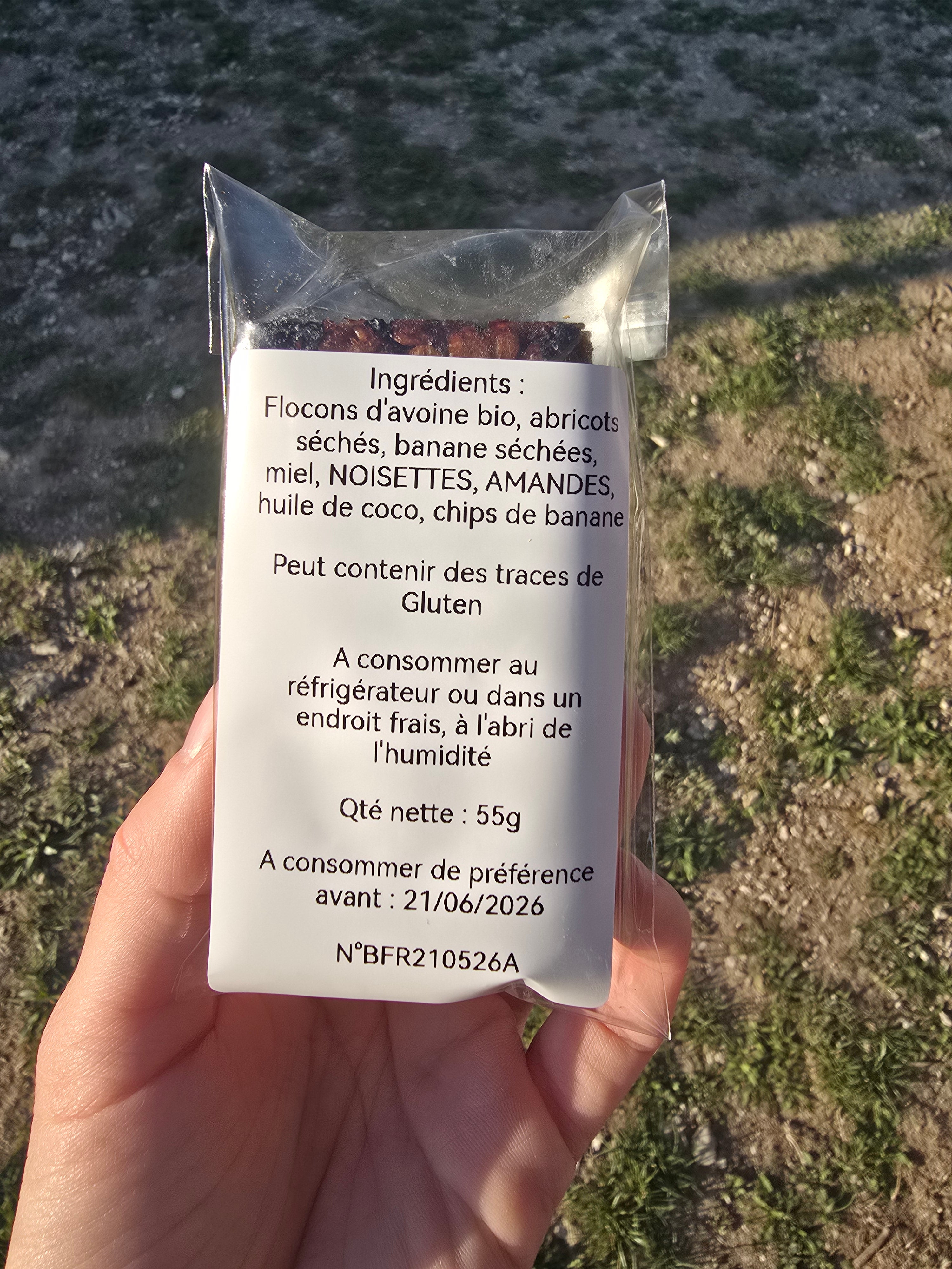 Barres de céréales banane/abricot (1 barre de 55g)