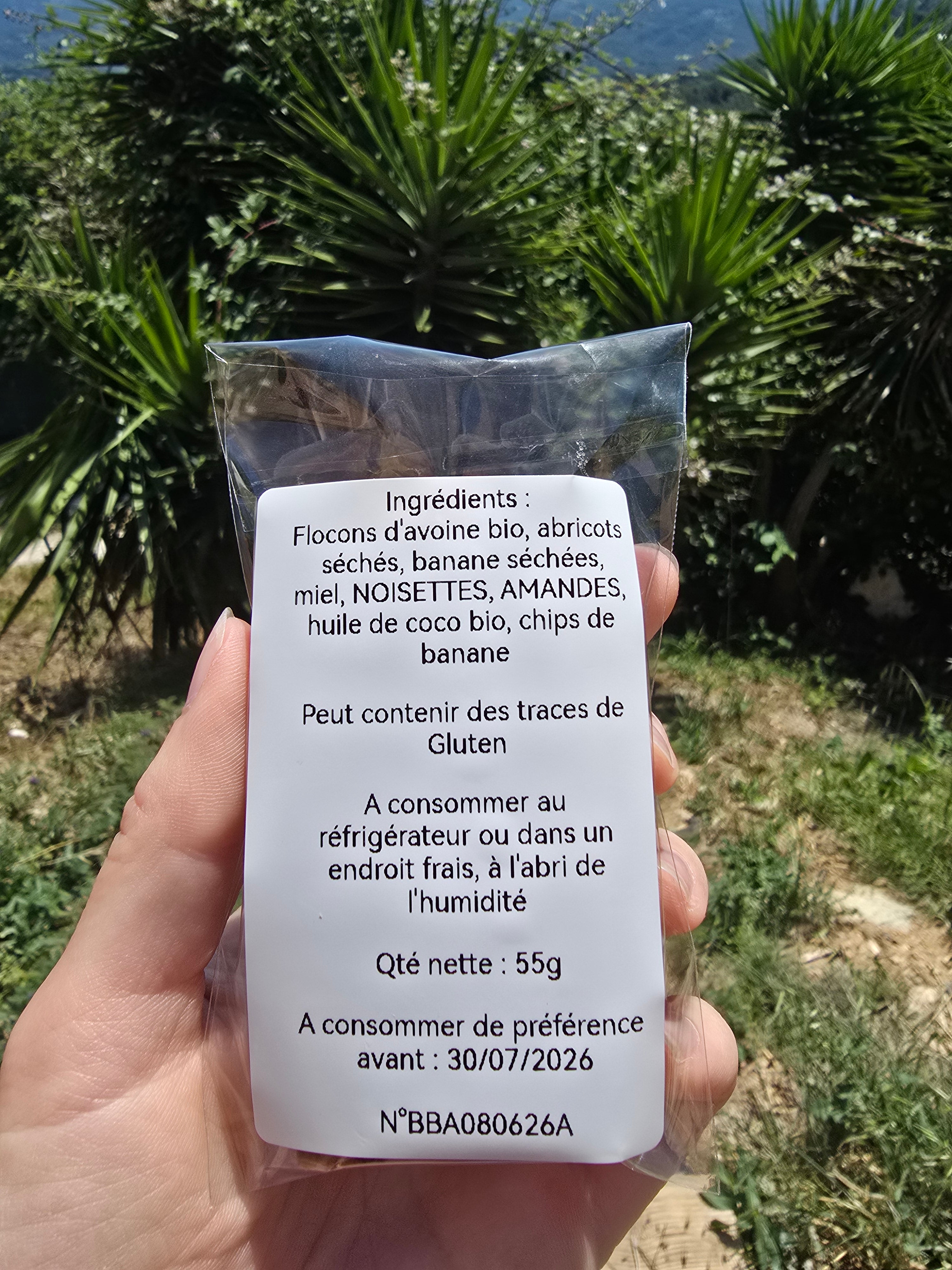 Barres de céréales compacte banane / abricot (1 barre)